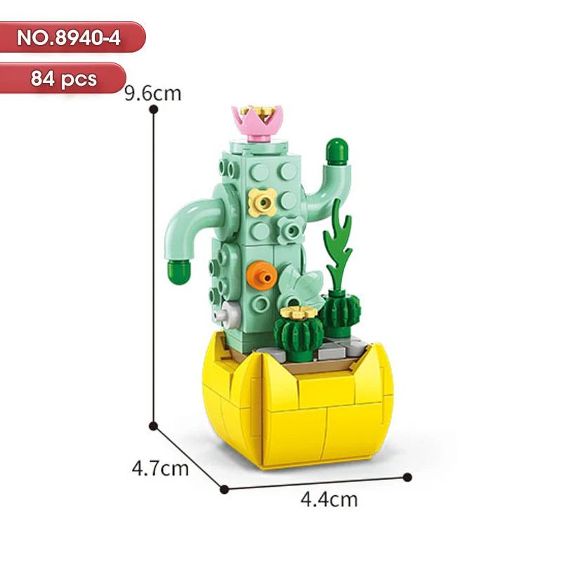 New Flowers Succulents Building Blocks Everlasting Bonsai Tree Gardens Romantic Girls Bricks Potted Plants Hot Model Kids Toys
