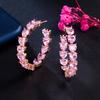Valentine's Day Gift 1 Pair Sparkling Cubic Zirconia Heart Shape C-Shape Hoop Earrings Stylish Gift For Women And Girls