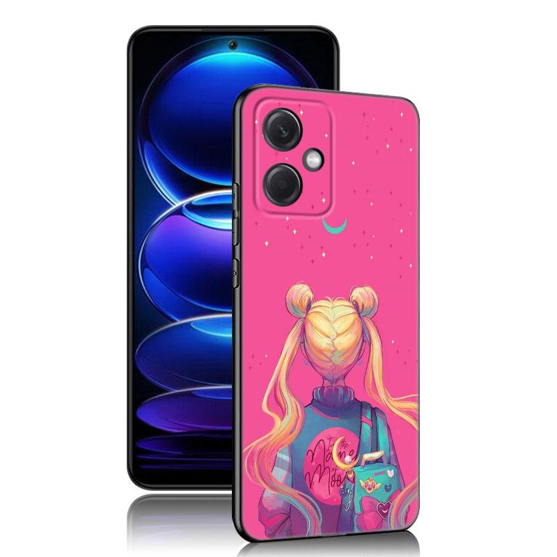 Θήκη Κινητού Σιλικόνης Μαύρη Anime Sailor Moon Για Xiaomi Redmi Note 10 11 11S 12 13 4G 8 9 11T Pro 5G Plus 8T 9S 10S 12S
