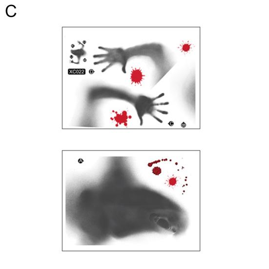 Window Sticker Removable Horror Traceless Reusable Scary Scene Layout PVC Ghost Shadow Blood Handprint Halloween Electrostatic Window Cling Showcase