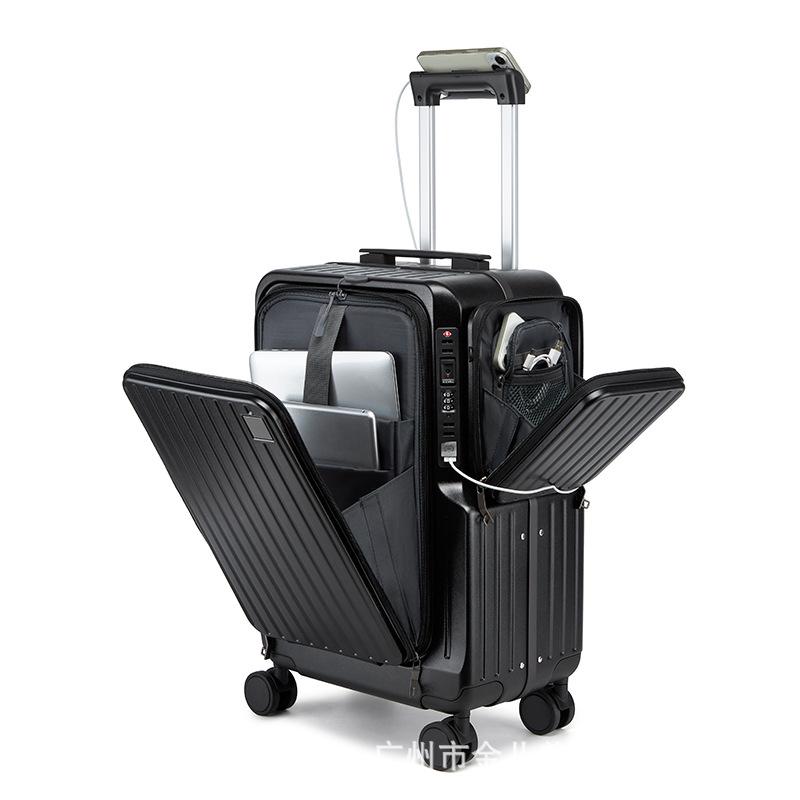 20 Women s Multi-Functional Carry-On Suitcase with Double-Opening Lid, Front Zipper, and Password Lock 20-inch Carry-on
