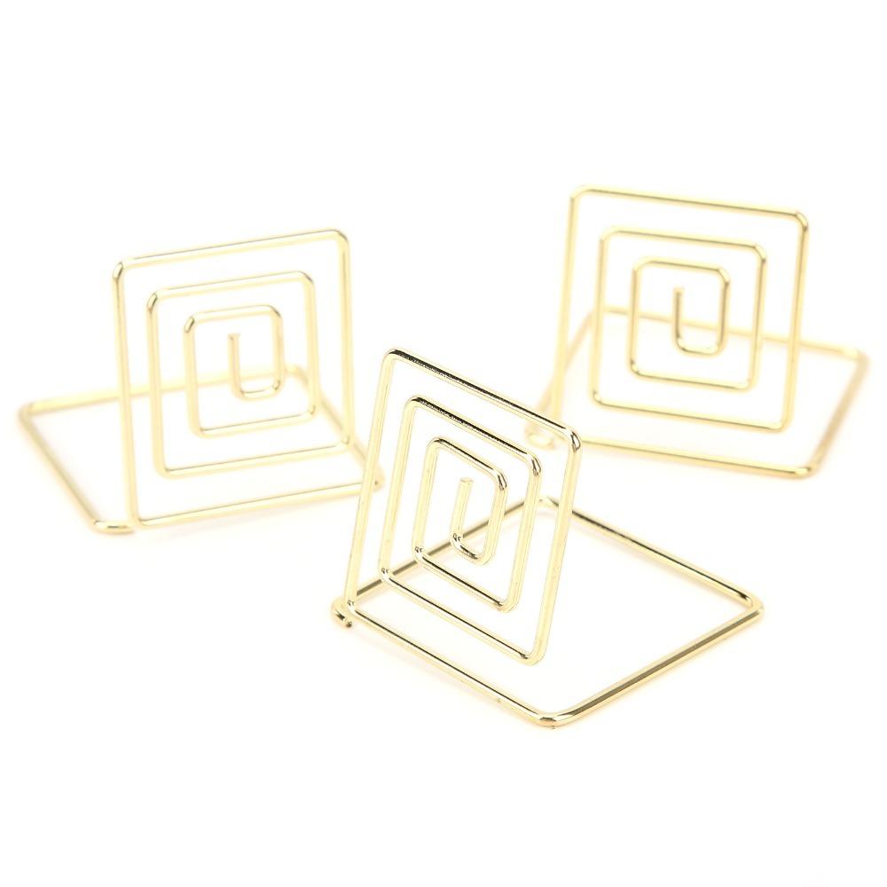 10Pcs Square Table Number Holders Silver/ Rose Gold/ Gold Business Card Organizer Desktop Display