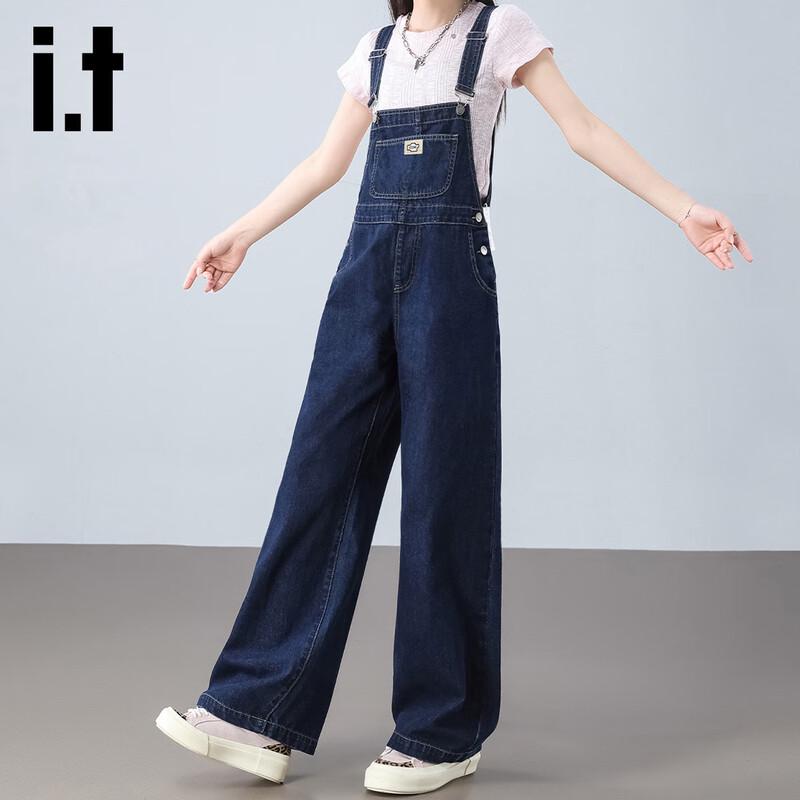 Izzue It Women's Relaxed Fit High-Waisted Denim Overalls