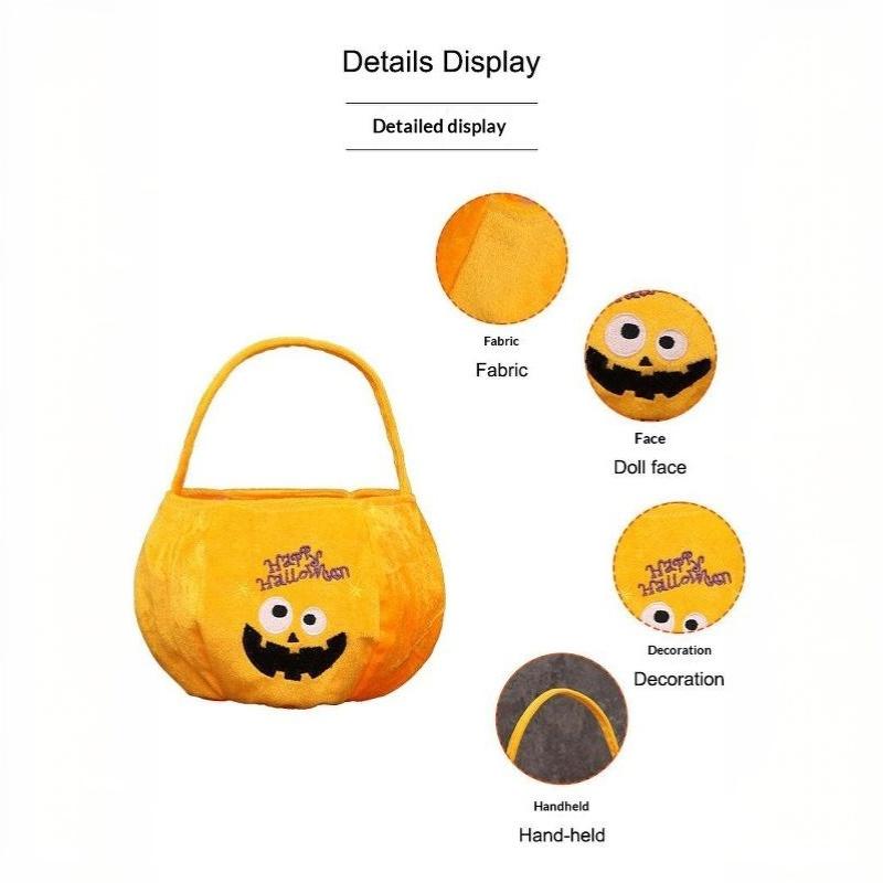 Halloween Plush Candy Hand Bag Pumpkin Vampire Cat Pattern Handheld Gift Baskets Halloween Party Candy Tote Bag Favors