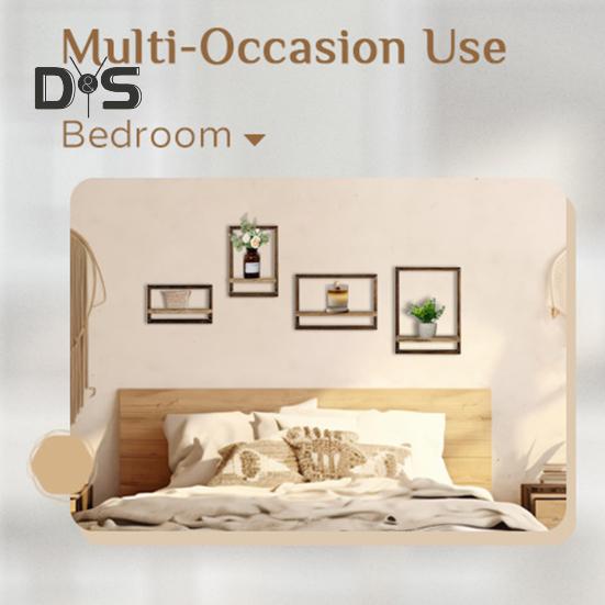 2/4Pcs Wooden Floating Shelf Storage Racks Smooth Edge Burr Free Simple Installation Wall Storage Shelves Display Shelf Set