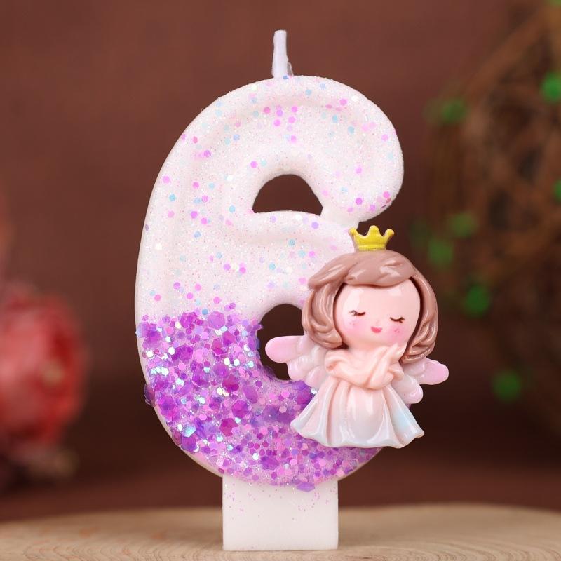 Creative Cake Digital Birthday Candle Purple Gradient Angel Girl Birthday Handmade Candle