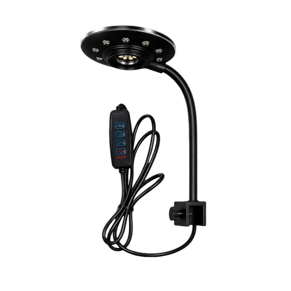 UFO Shape Clip-on Aquarium Lamp 5W Adjustable Brightness Fish Tank Clip Lamp 3 Light Modes Flexible Plants Grow Lamp