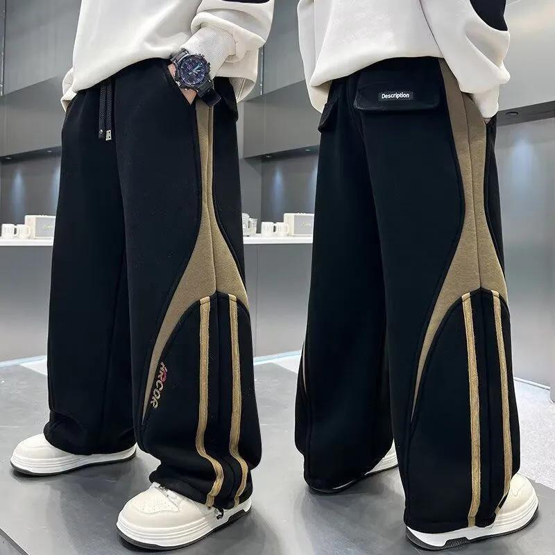 Boys Spring/Fall Athletic Straight-Leg Pants: Casual, Loose-Fitting Design with Cuffed Ankle 120