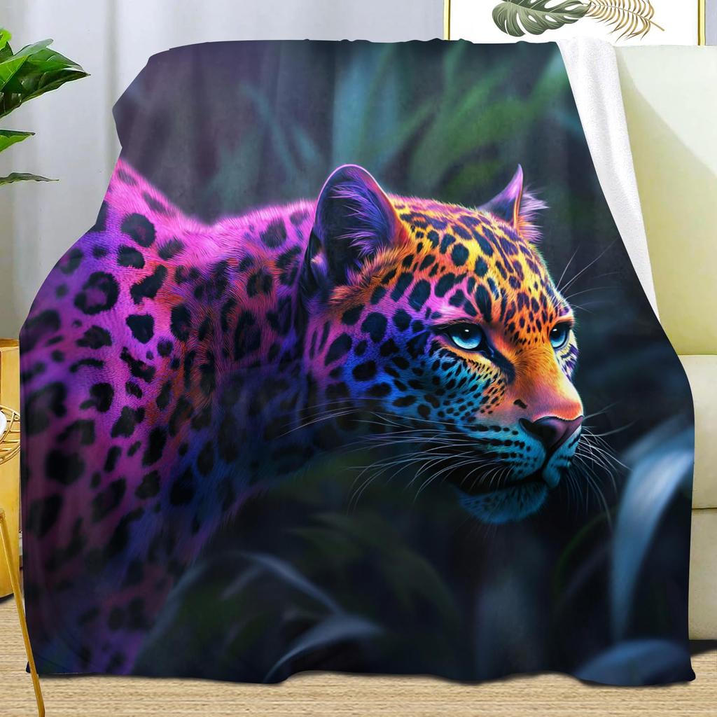 Leopard Print Blanket,Wild Animal Cheetah Throw Blanket,Flower Fleece Blanket for Couch Bed Sofa,Soft Warm Fuzzy Flannel Blanket