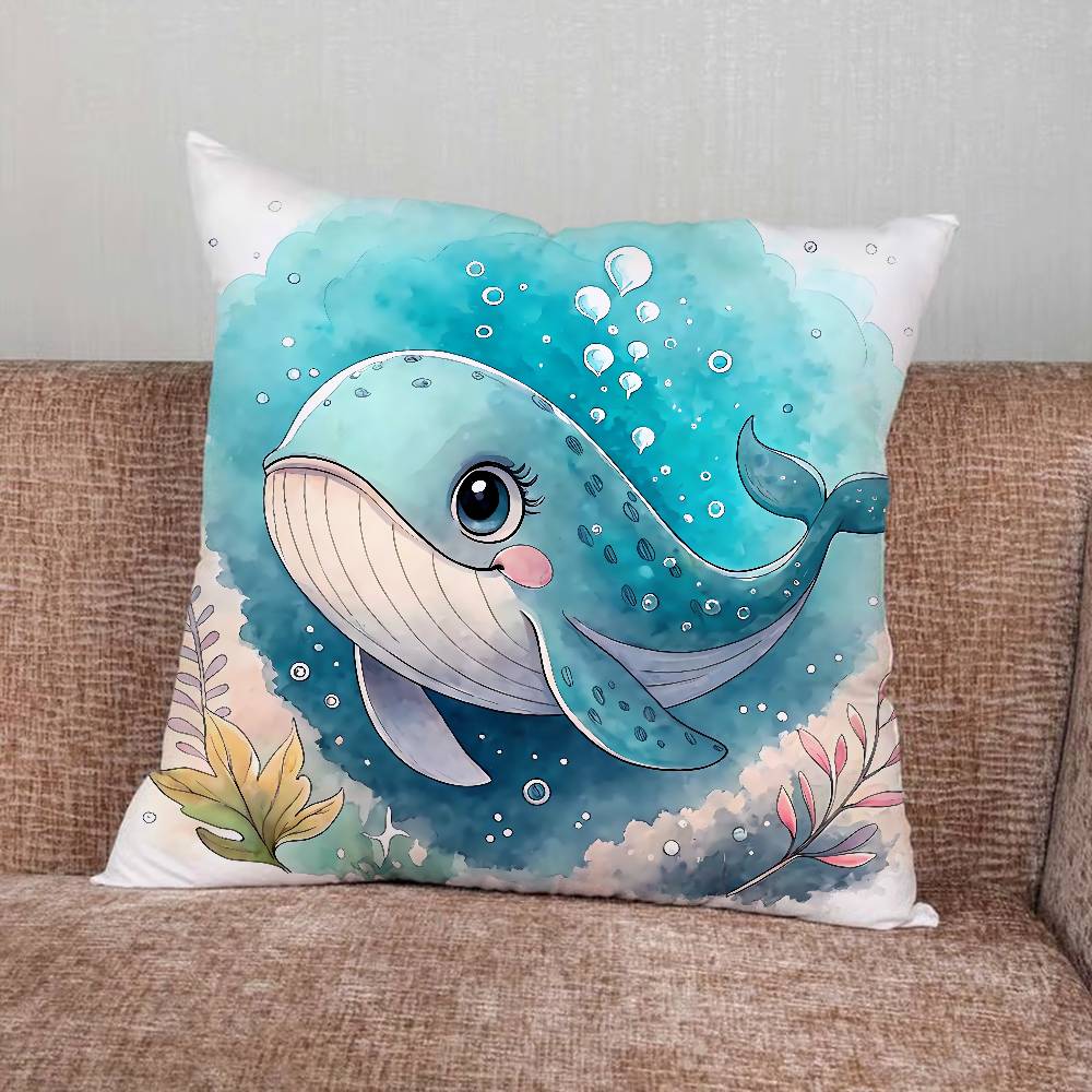 Whale Pillow Case Pillowcase Home Sofa Cushions Car Cushions Pillowcover Office Pillowshell Pillow