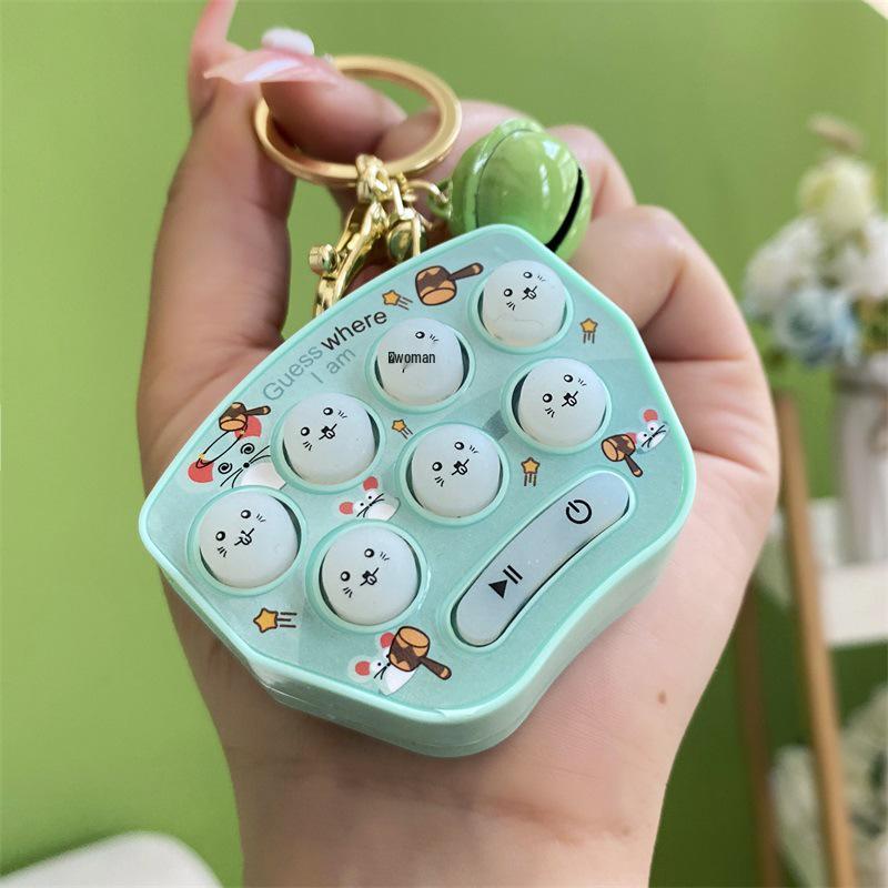 Mini Luminous Whack-a-Mole Game Keychain: Fun Decompression Toy with Sound for Students