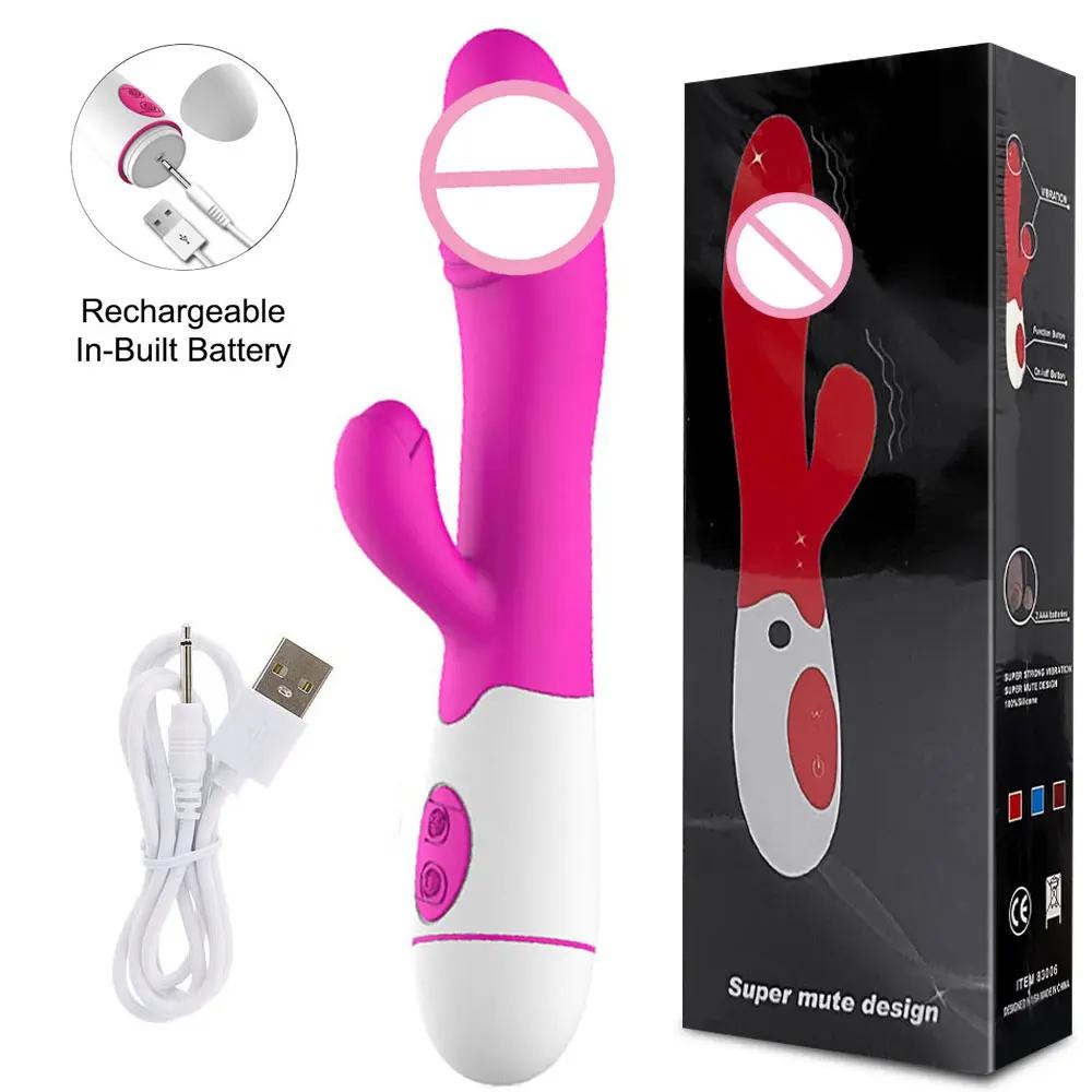 Powerful Rabbit Vibrator Dildo Dual Vibration G Spot Clitoris Stimulation Masturbators Vaginal Massager Adult Sex Toys For Women