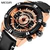 New Watches Men Luxury Brand MEGIR Chronograph Men Sports Watches Waterproof Leather Quartz Men's Watch Relogio Masculino