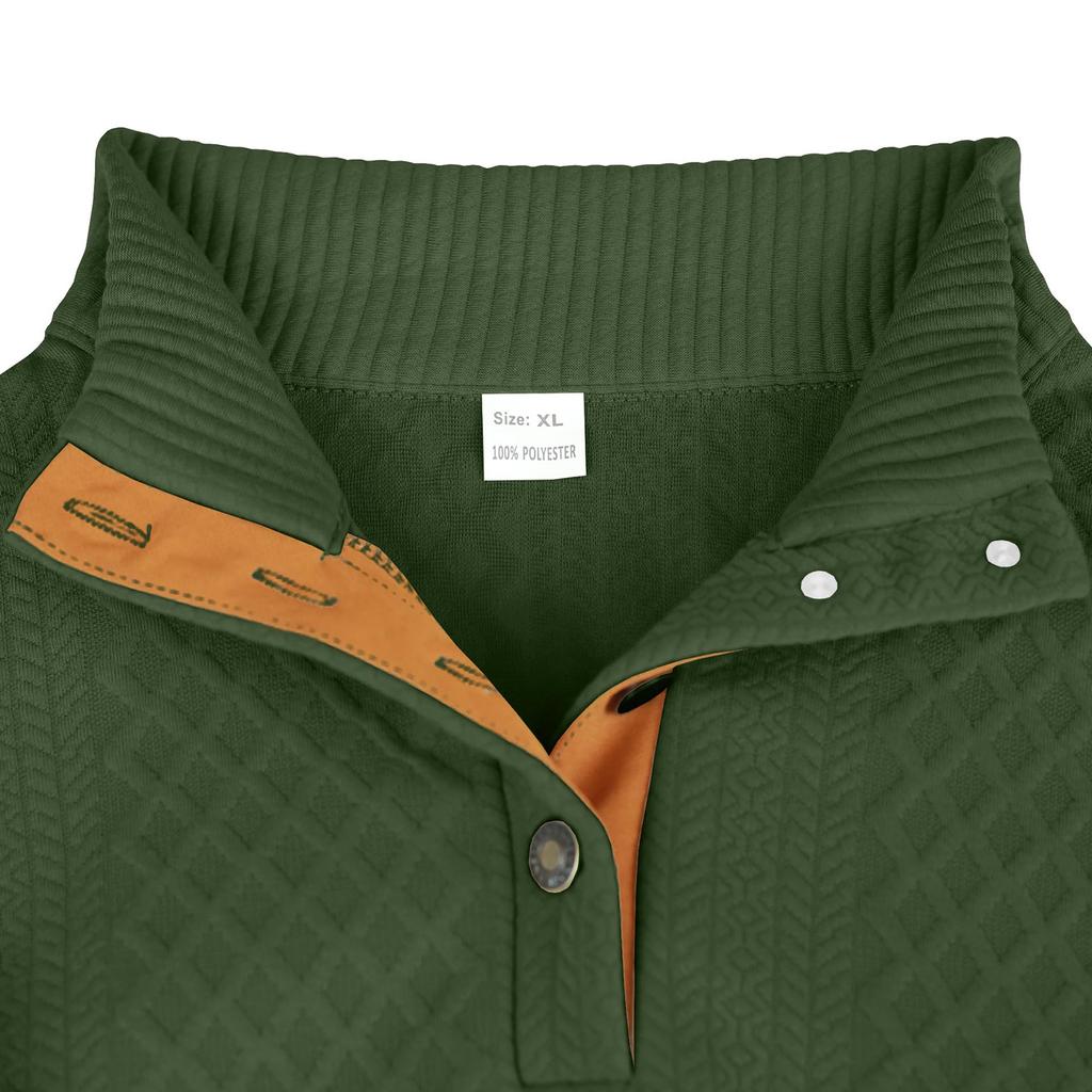 Mens Block Striped Corduroy Sweatshirt Outdoor Long Sleeve Stand Collar Jacket Sweaters Button Quarter Sweater Top