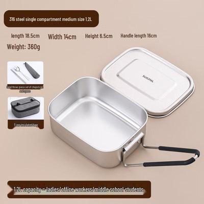 316L Stainless Steel Lunch Box Set with Cutlery and Insulated Bag