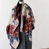 Vintage Flower Jacquard Scarf, Elegant Soft Warm Fringe Shawl Autumn Winter Coldproof Windproof Blanket Scarf