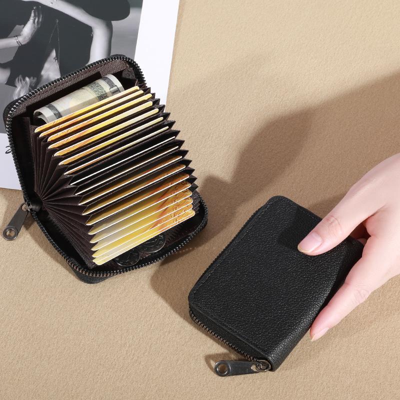 

Мужской держатель кредитных карт RFID, застежка-молния по всему периметру кошелька, женский кожаный короткий кошелек