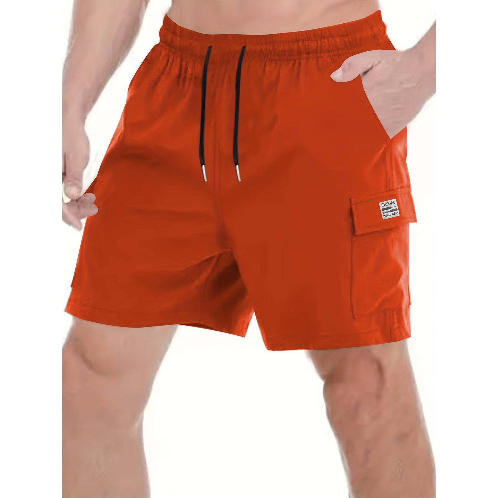 

Мужские пляжные брюки, шорты, рабочие брюки, повседневные спортивные брюки с несколькими карманами XL шафрановый