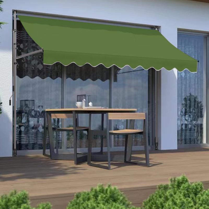 Folding Retractable No-Drill Sunshade: Hand-Crank Balcony & Shop Canopy