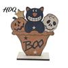Minimalist Home Accessories Cute Halloween Black Cat Pumpkin Skull Decor Vintage Boo Wooden Unique Table Ornaments Signs Tabletop Decoration