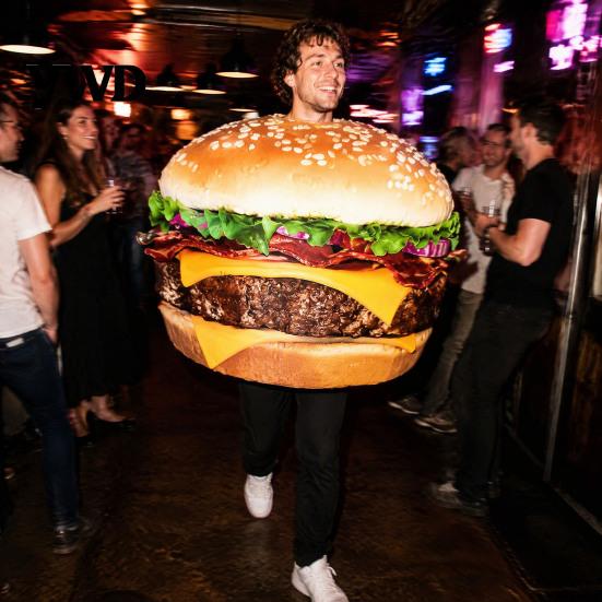 Funny Hot Dog Costume Adults Fast Food Costume, Unisex Hamburger French Fries Stage Performance Cosplay Dress Up Outfit for Halloween Holiday Party