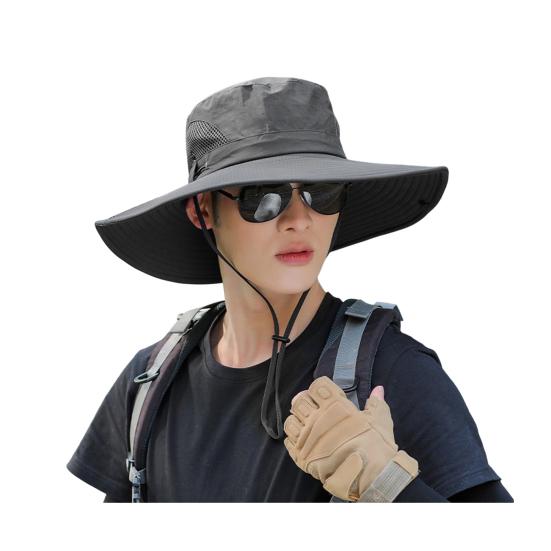 Adjustable Wide Brim Fisherman Hat Polyester Fiber 56 cm 1 Pc