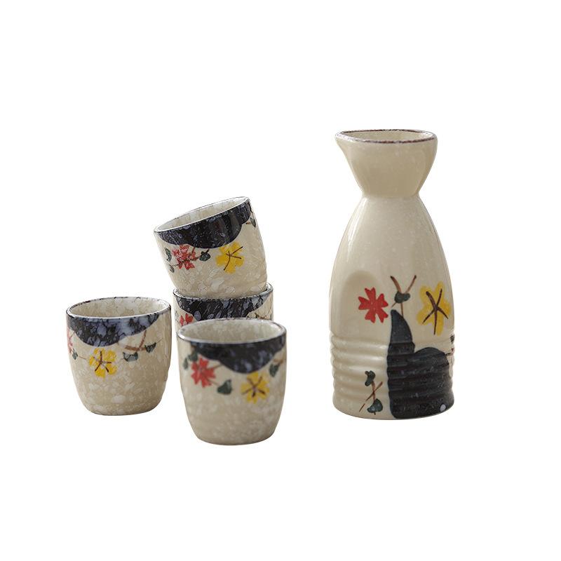 Japanse Onderglazuur Kleur Keramiek Sake Set Handgeschilderde Sake Fles Wijnwarmer Beker Voor Sushi Bar Thuis