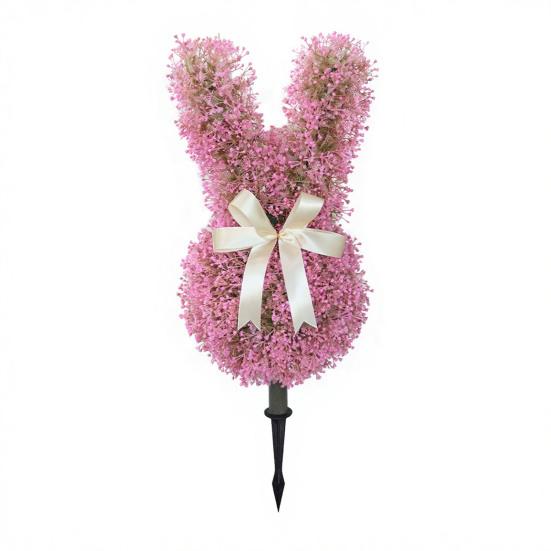 

Artificial Rabbit Plant Decoration with Realistic Green Leaves Fade Resistant Fake Plants Anti-UV Plastic Easter Holiday Decor for Home 1pc рожевий