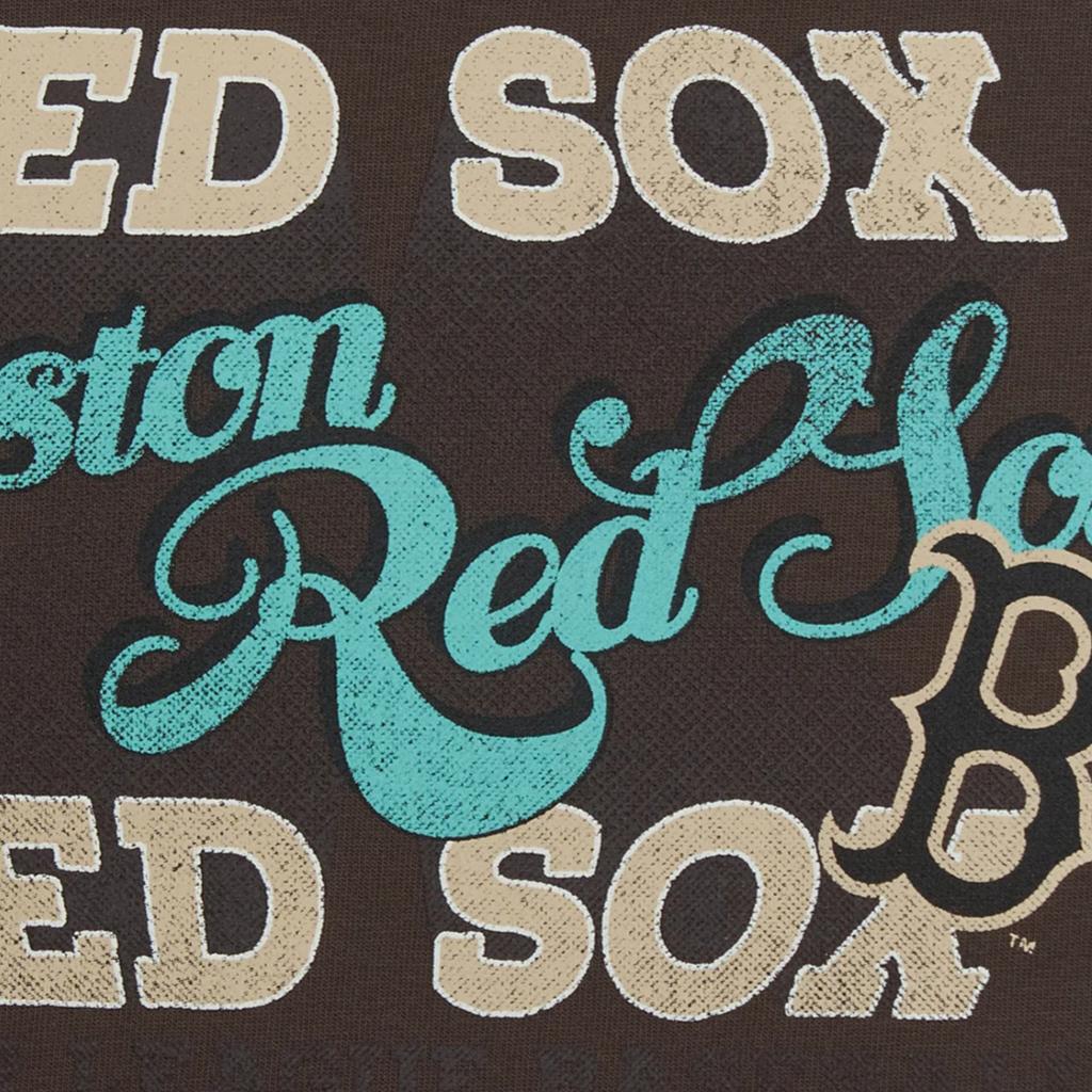 MLB Boston Red Sox Oversized Crew Neck Short Sleeve Letter Print T-Shirt Unisex T-Shirts Brown 3ATSV1663-43BRD