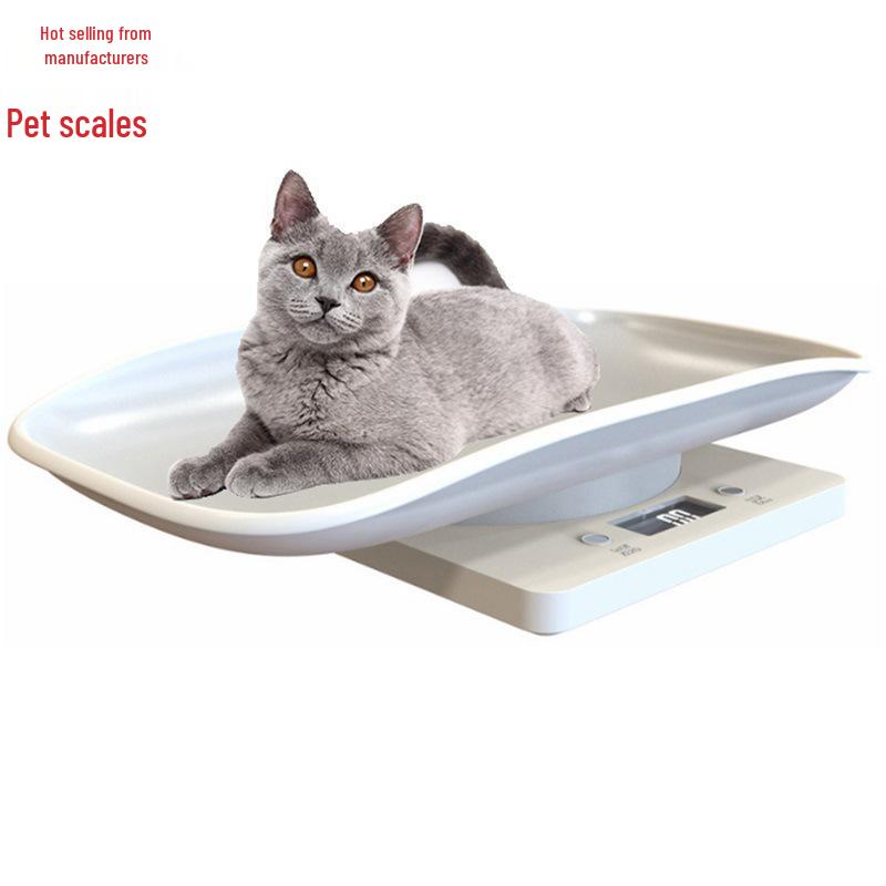 Mini Pet Scale 15KG Tray Electronic Weight Scale for Dog and Cat Food – White