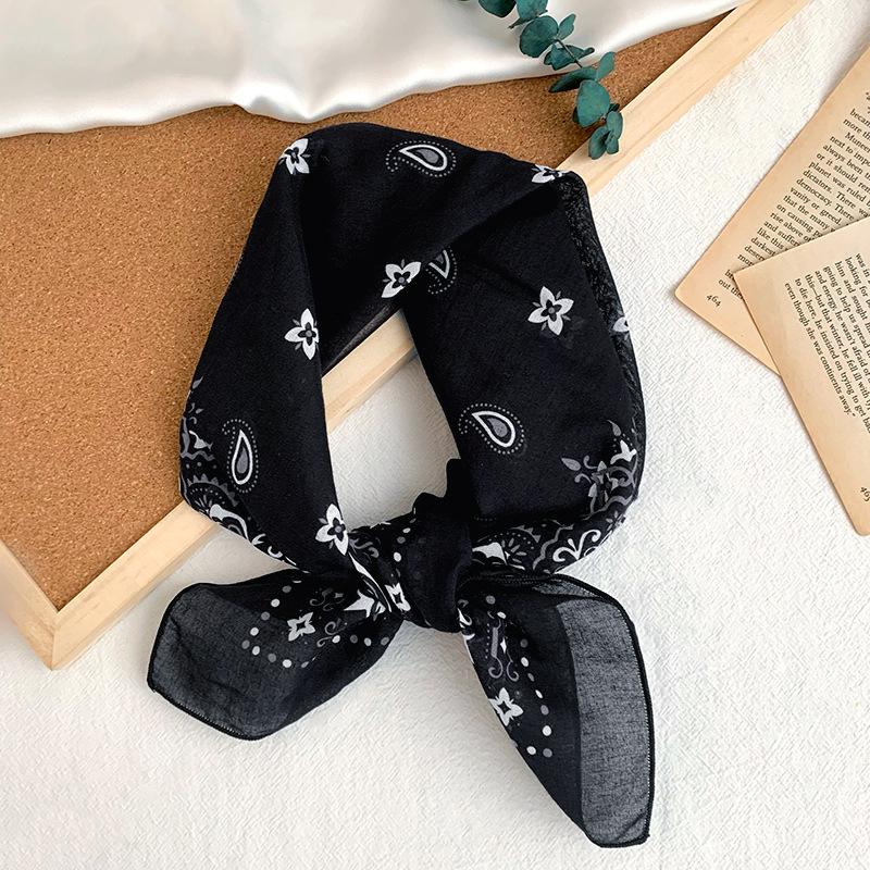 Cotton square scarf, silk scarf, high-end new small shawl, neck protector, small scarf, multi-purpose floral headscarf, headband, hair tie