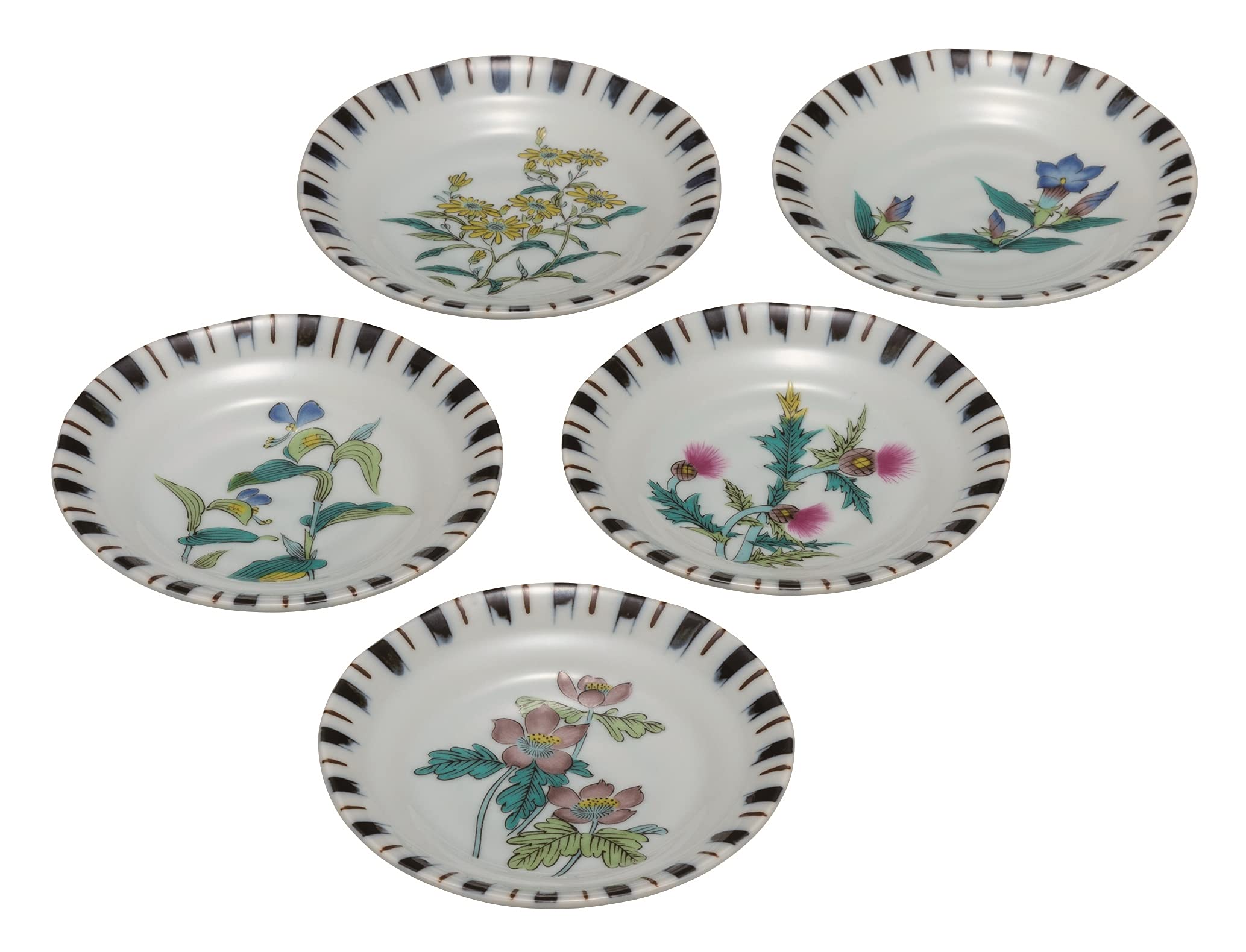 

Набор тарелок Кутани Яки Иватая (4.5cm) с Цветочными и Растительными Дизайнами K7-41