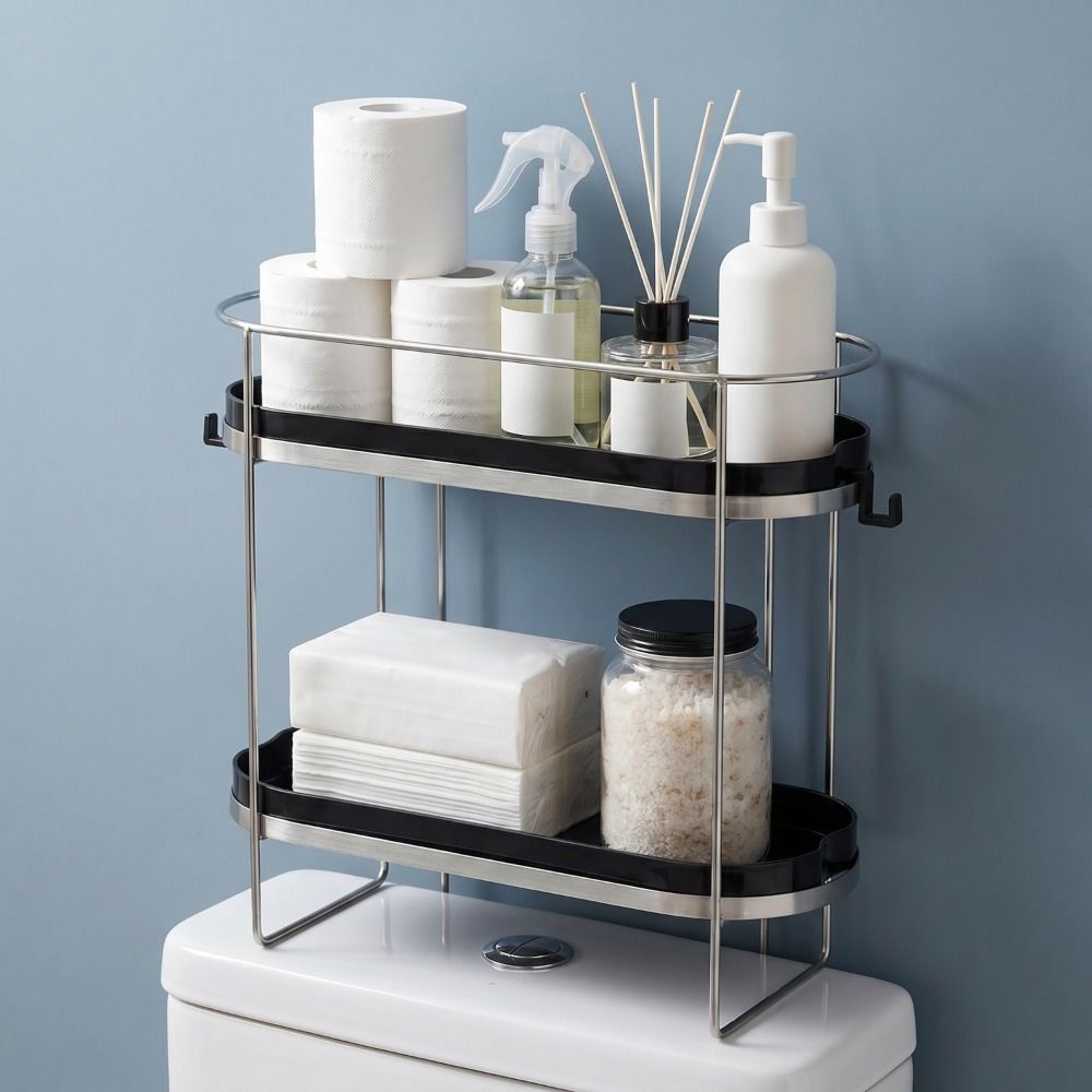 Multifunctional Storage Rack Stainless Steel Bathroom Shelf Space Saving Toilet Rack Kitchen
