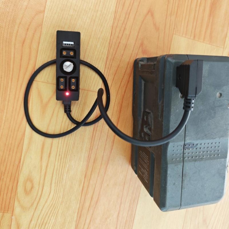 Multiple Device Battery Converter Cord Featuring USB Output and Monitoring Light