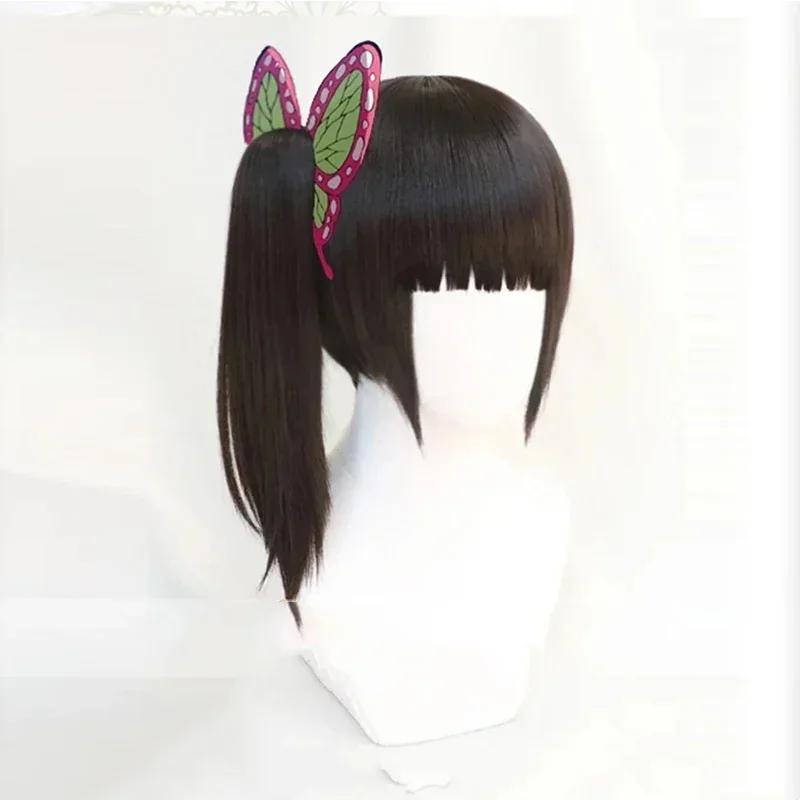 Anime Kimetsu no Yaiba Kanawo Tsuyuri Kanao Capelli Resistenti al Calore Costume Cosplay Parrucche o Fermaglio a Farfalla