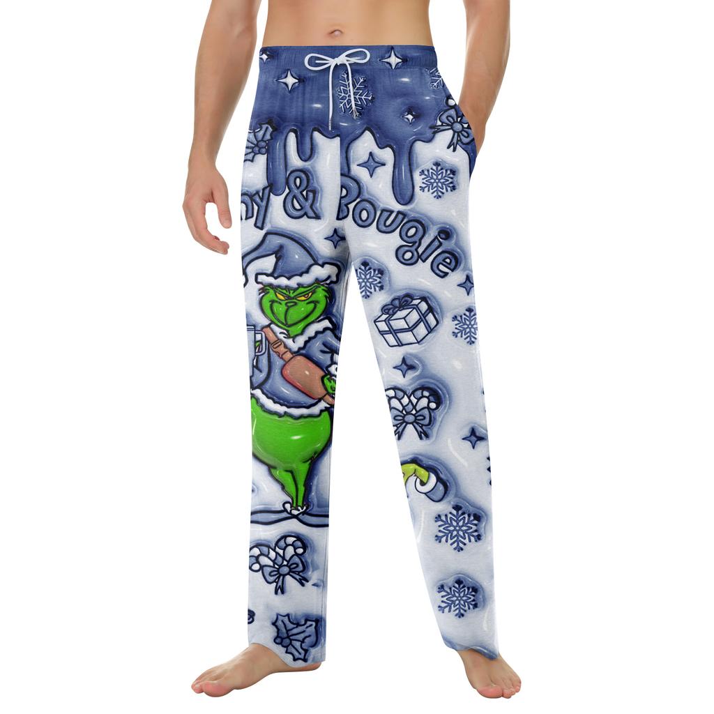 Weiche Pyjamahose für Herren mit Kordelzug und Taschen, lässige Sporthose