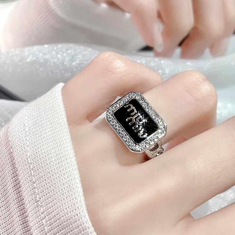 Dark Personality Love Butterfly Oil Drop Enamel Open Ring Stacked Wearing High-End Niche Design Ring Woman