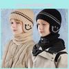 Childrens Acrylic Knit Hat And Scarf Set With Ear Protection For Winter Outdoor Wear
