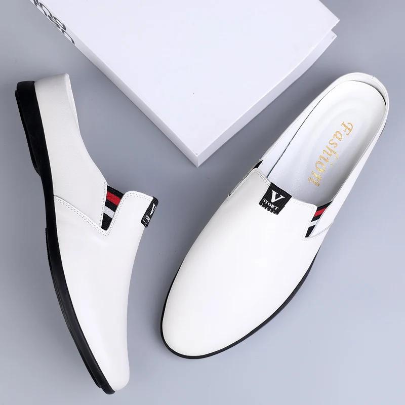 Nya Herr Casual Rael Läder Klassiska Båtskor Loafers Handgjorda Skor Hög Kvalitet Halvtofflor Flats Lättja Skor Muller Skor