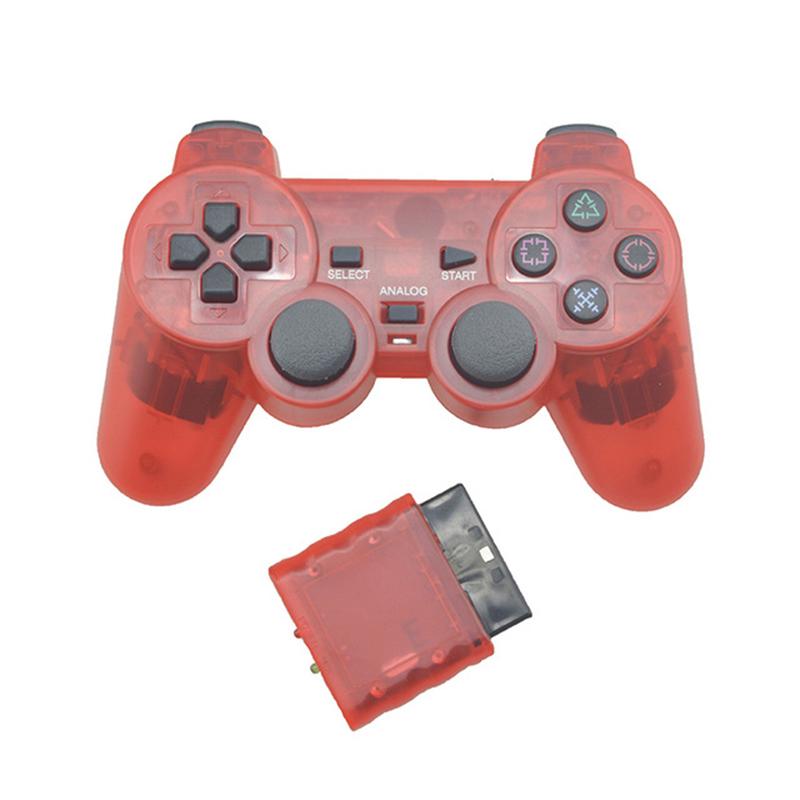 

Transparent Color Wireless Gamepad For PS2 2.4G Vibration Joystick Blutooth Controller compatible For Playstation 2 Joypad красный