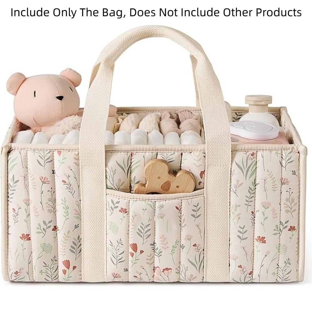Floral Beige Foldable Mommy Bag Multi-Pocket Diaper Storage Bag  Baby Shower Gift