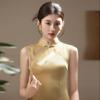 Yellow Sleeveless National Style New Chinese Suzhou Long Cheongsam Improved Young 1011 New Women's Premium Sense