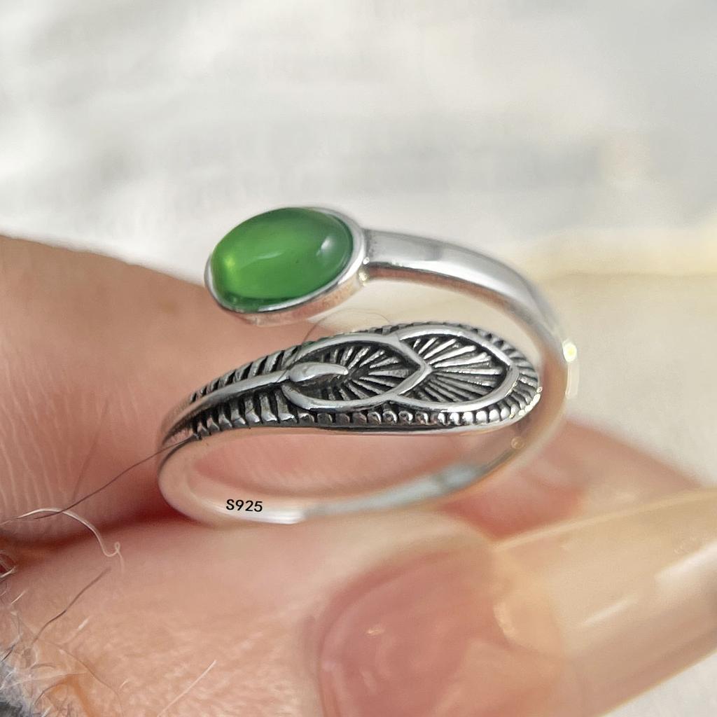 925 Silver Rings For Women Geometric Fine Jewelry Finger Adjustable Simple Colorful Stone Ring For Party Birthday Gift