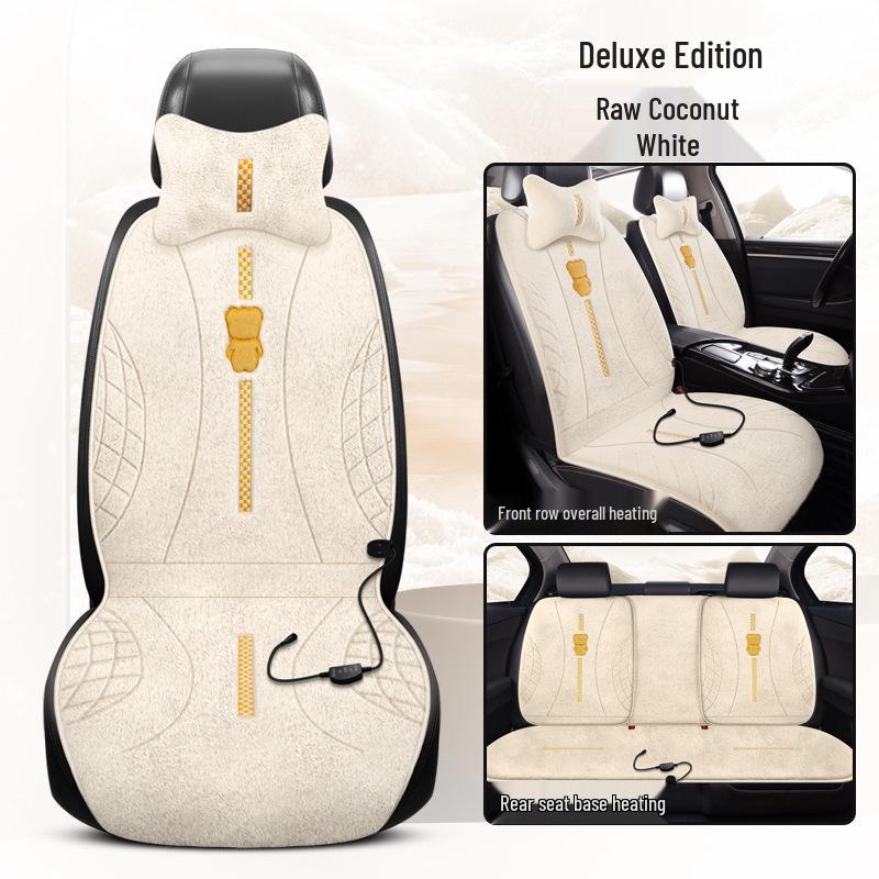 Cartoon Plush Heated Car Seat Cushion, 12V Non-slip Warming Pad