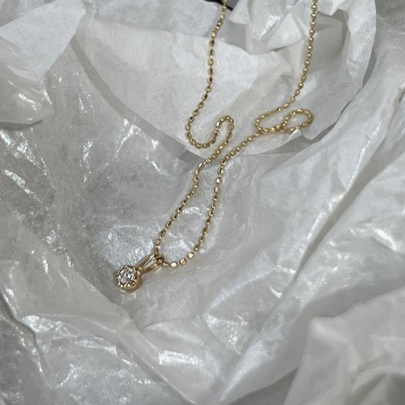 Japanese Super Beautiful S925 Sterling Silver Zircon Pendant Universal Folding Adjustable Necklace Women's Light Luxury Clavicle Chain