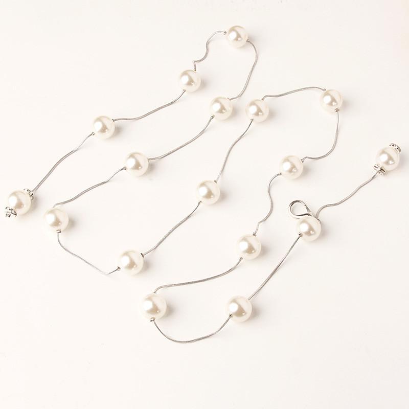 Pearl Metal Waist Jewelry For Women With Hook Fastening Elegant Dress Waist Chain