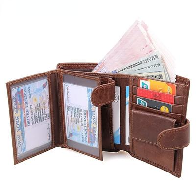 Genuine Leather Men Wallet Fashion Coin Pocket Trifold Design Men Purse High Quality Card ID Holder