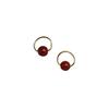 Guochao Retro Elegant Circle Stud Earrings, Gold-Plated S925 Sterling Silver, Women's Red Bean Jewelry