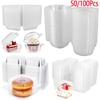 50/100Pcs Cake Dessert Slice Box Cupcake Container with Lid Stackable Clear Square Sandwich Storage Packing Box Party Supplies
