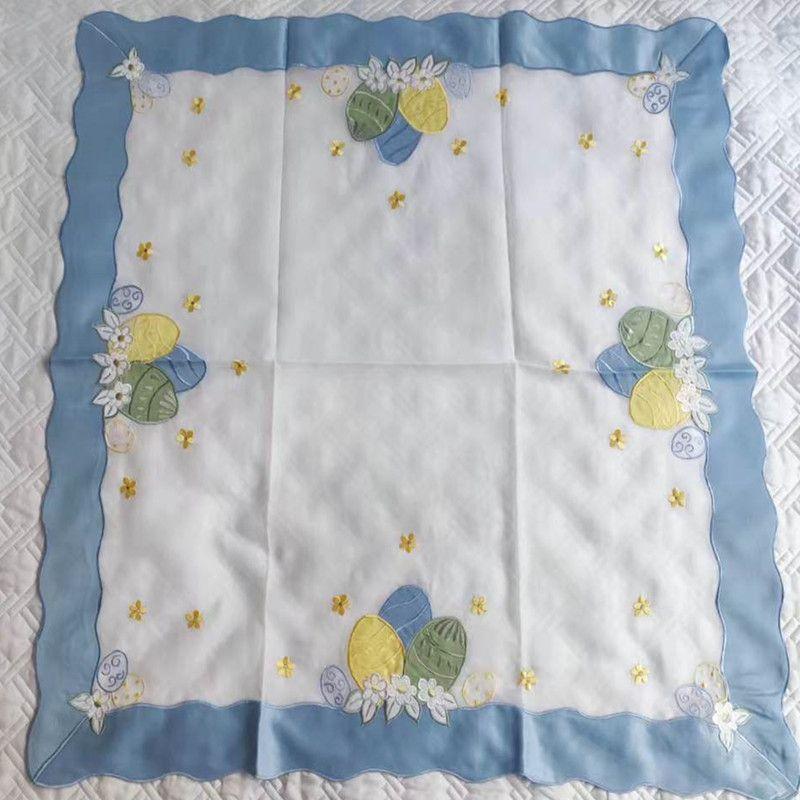 

Affixed Cloth Embroidered Flower White Dyed Yarn Multi-Purpose Cover Towel Refrigerator Washing Machine Dust Cover Bedside Table Fabrics Tablecloth White 83*83cm
